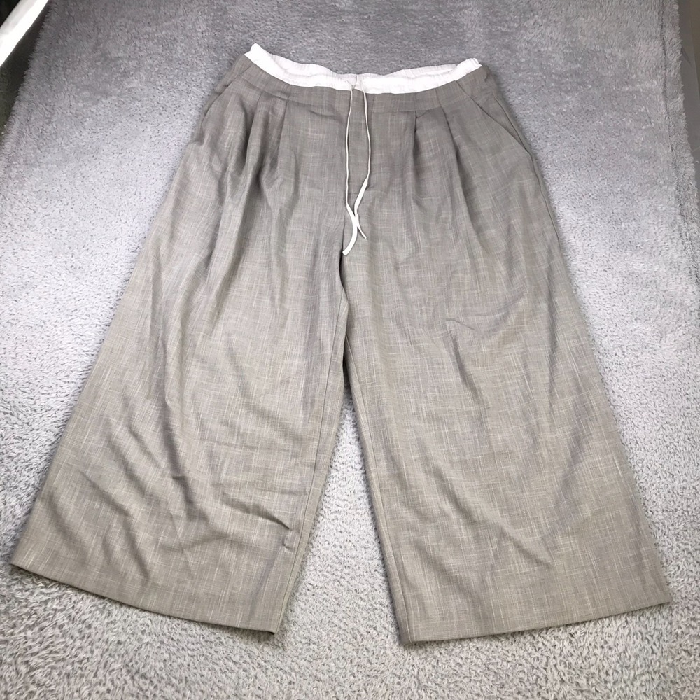Maeve Mixed Media Trousers Womens LT GrayWide Crop Drawstring Pants‎ Anthro
